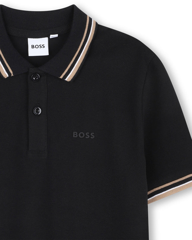 Kids Atelier-Boss-Black Short Sleeve Polo