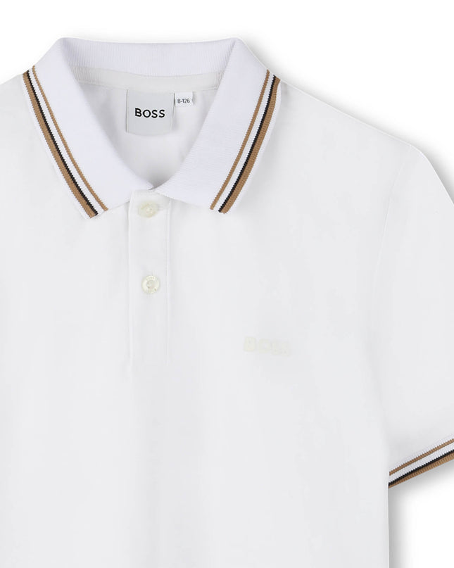Kids Atelier-Boss-White Short Sleeve Polo