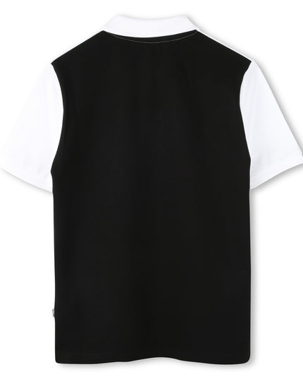 Kids Atelier-Boss-White & Black Logo Polo Shirt