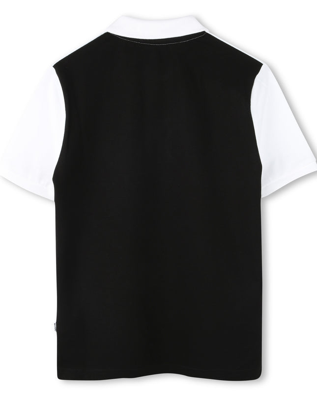 Kids Atelier-Boss-White & Black Logo Polo Shirt