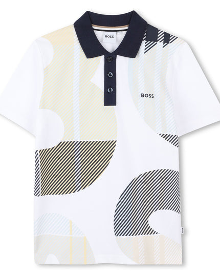 Kids Atelier-Boss-White Short Sleeve Polo Shirt