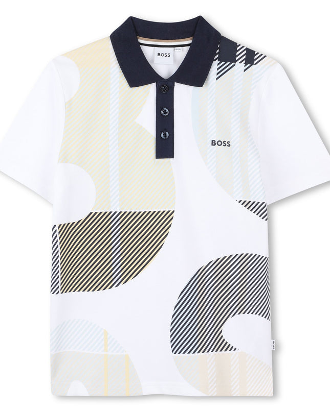 Kids Atelier-Boss-White Short Sleeve Polo Shirt