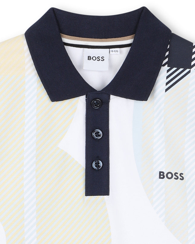 Kids Atelier-Boss-White Short Sleeve Polo Shirt