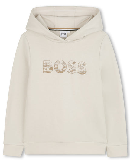 Kids Atelier-Boss-Beige Hooded Sweatshirt