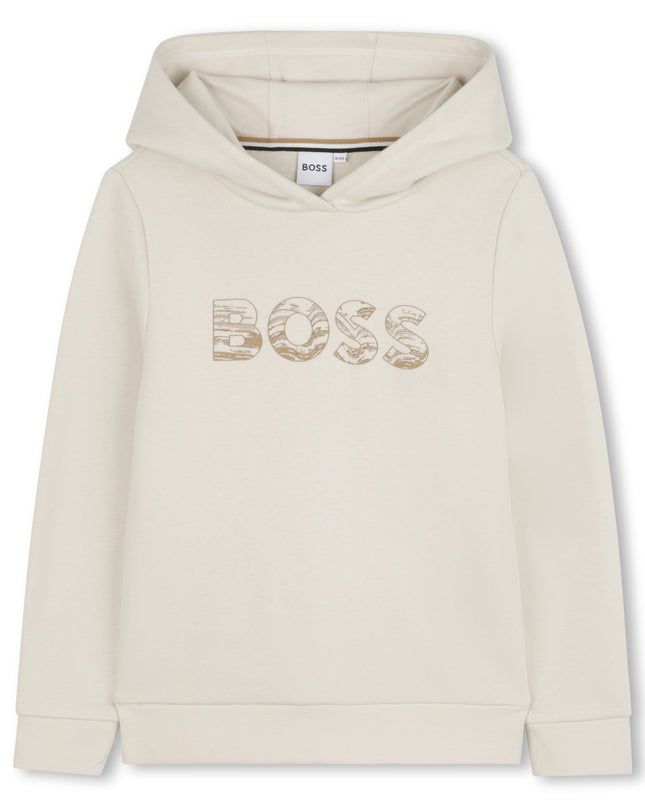 Kids Atelier-Boss-Beige Hooded Sweatshirt