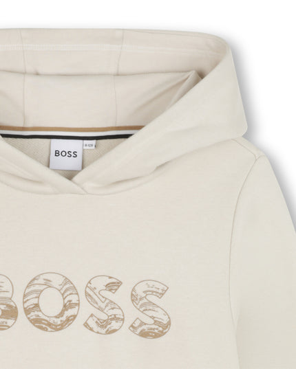 Kids Atelier-Boss-Beige Hooded Sweatshirt