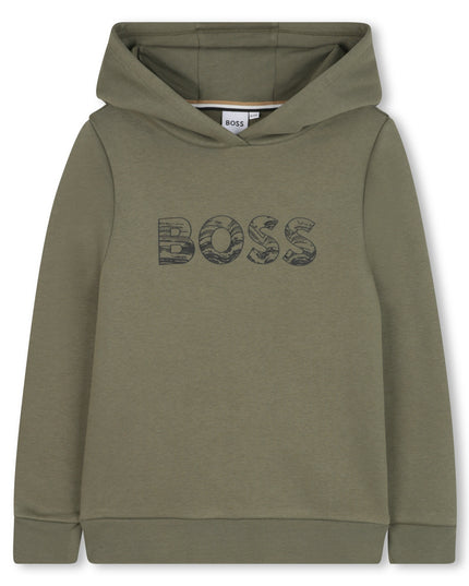 Kids Atelier-Boss-Olive Green Hooded Sweatshirt