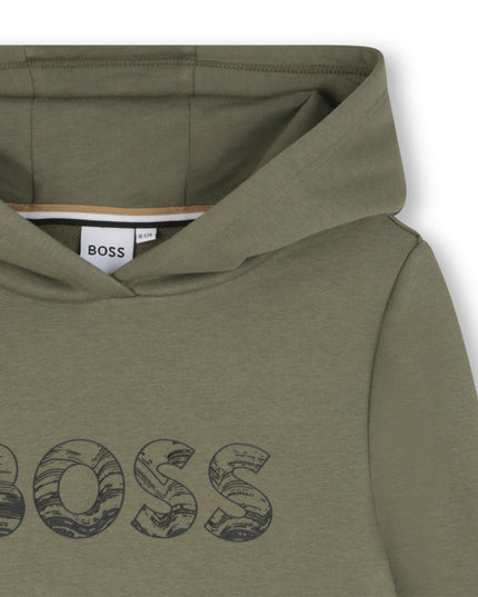 Kids Atelier-Boss-Olive Green Hooded Sweatshirt