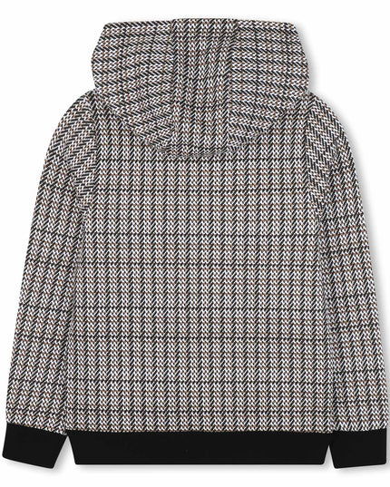 Kids Atelier-Boss-Black Hooded Sweat Top Brown Pattern