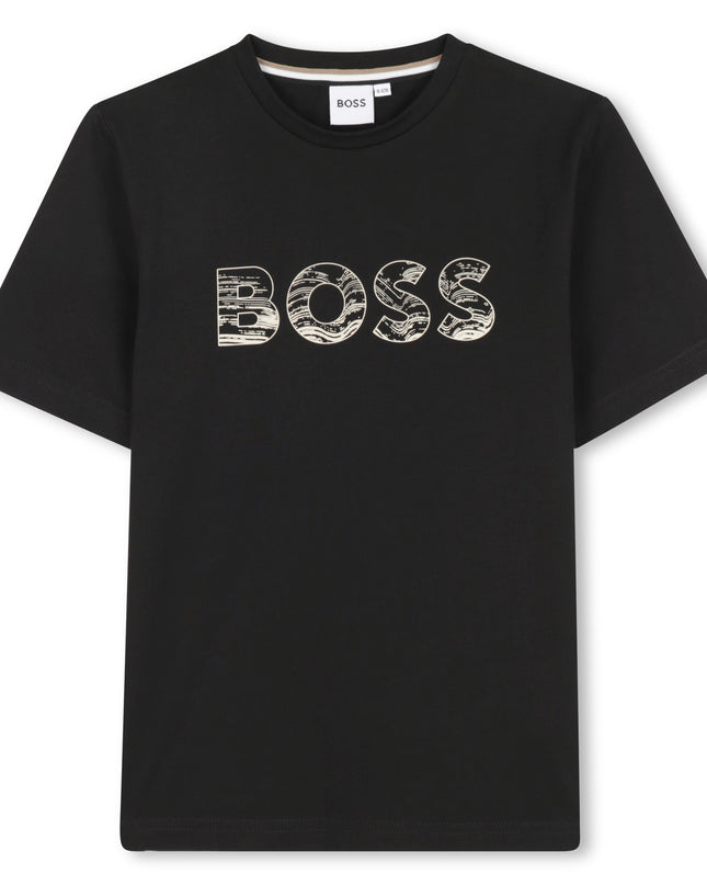 Kids Atelier-Boss-Black Short Sleeves T-Shirt