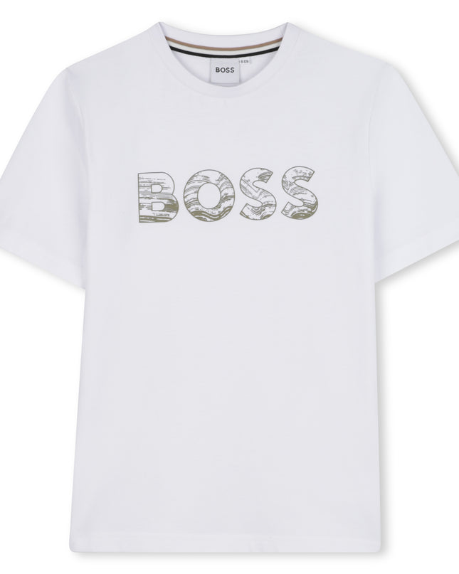 Kids atelier-Boss-White Short Sleeves T-Shirt