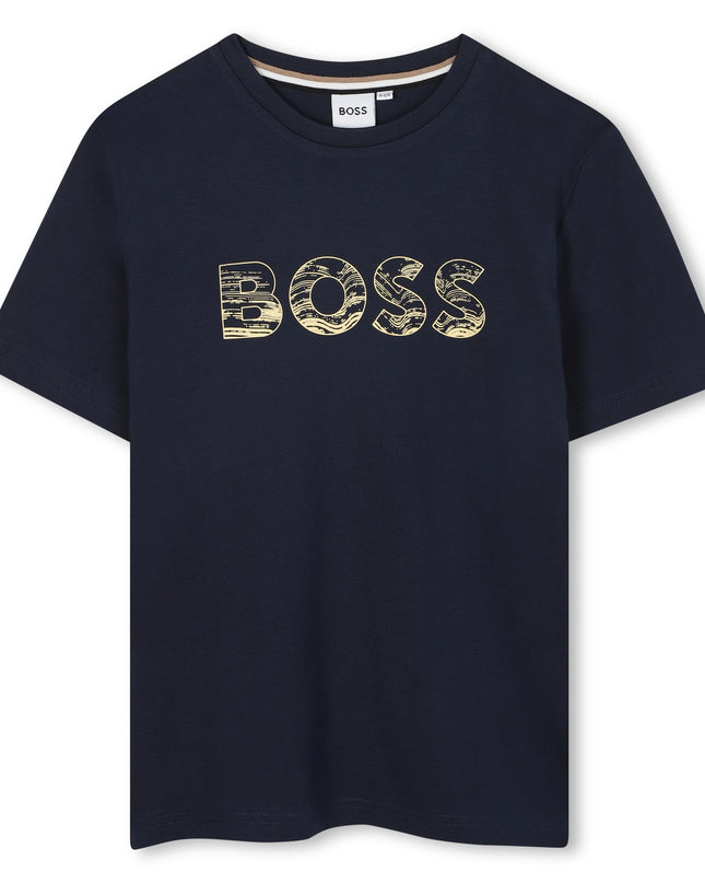 Kids Atelier-Boss-Navy Short Sleeves T-Shirt