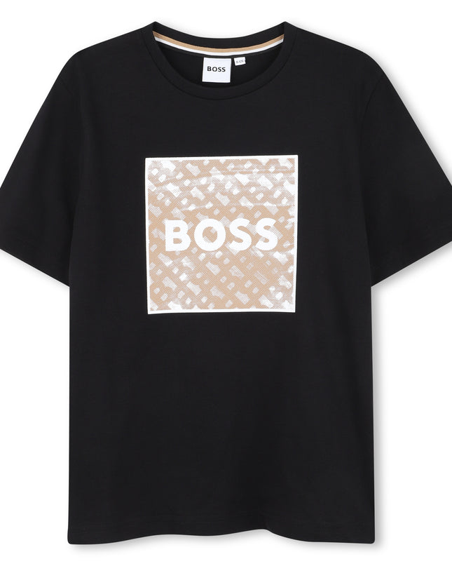 Kids atelier-Boss-Boys Black Logo t-Shirt