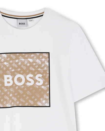 Kids atelier-Boss-Boys White Logo t-Shirt