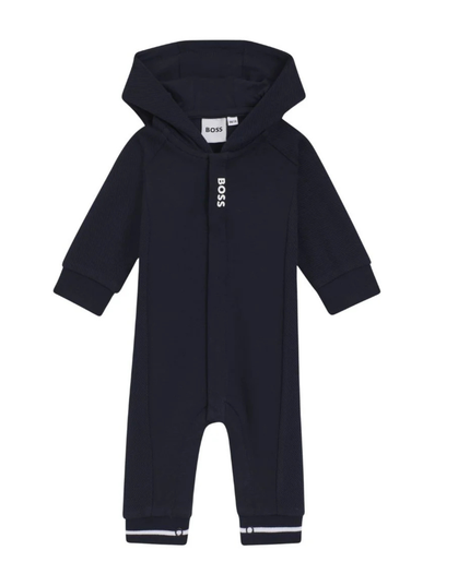 Kids Atelier-Boss-Navy Hooded All In One Jumpsuit