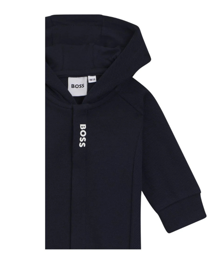 Kids Atelier-Boss-Navy Hooded All In One Jumpsuit