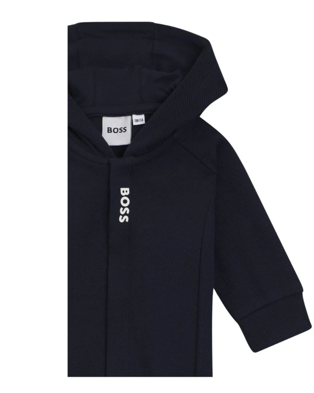 Kids Atelier-Boss-Navy Hooded All In One Jumpsuit