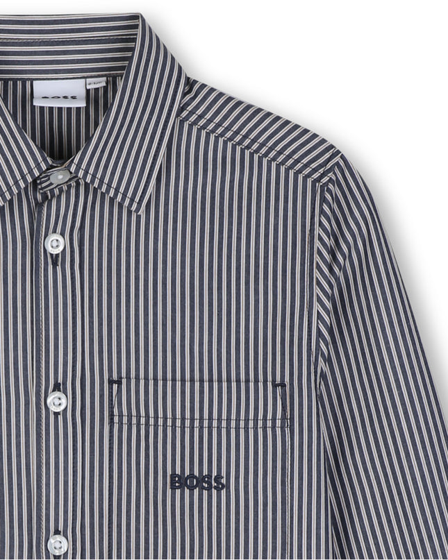 kids atelier boss Navy Striped Button-Up Shirt