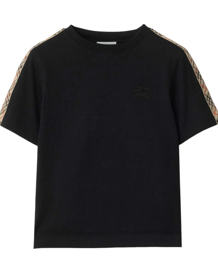 kidsatelier-burberry-Black-Check-Trim-Cotton-T-shirt