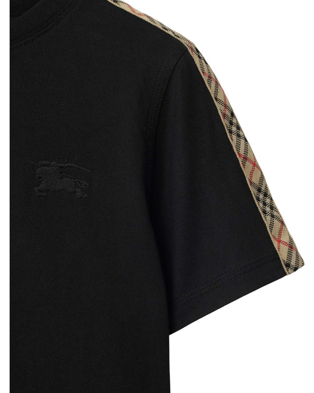 kidsatelier-burberry-Black-Check-Trim-Cotton-T-shirt