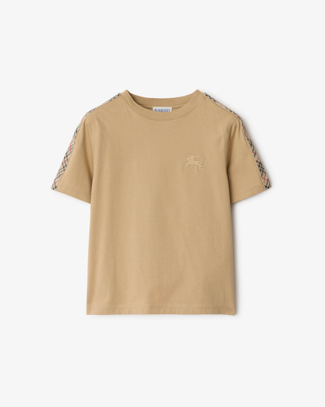 kidsatelier-burberry-Sand-Beige-Check-Trim-Cotton-T-shirt