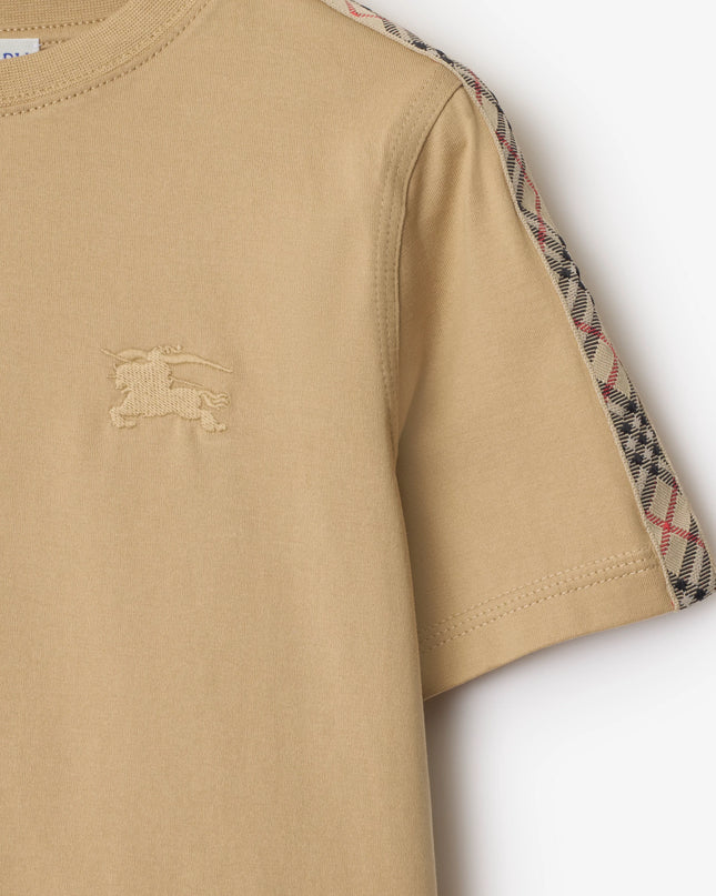 kidsatelier-burberry-Sand-Beige-Check-Trim-Cotton-T-shirt