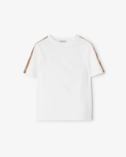 kidsatelier-burberry-White-Check-Trim-Cotton-T-shirt