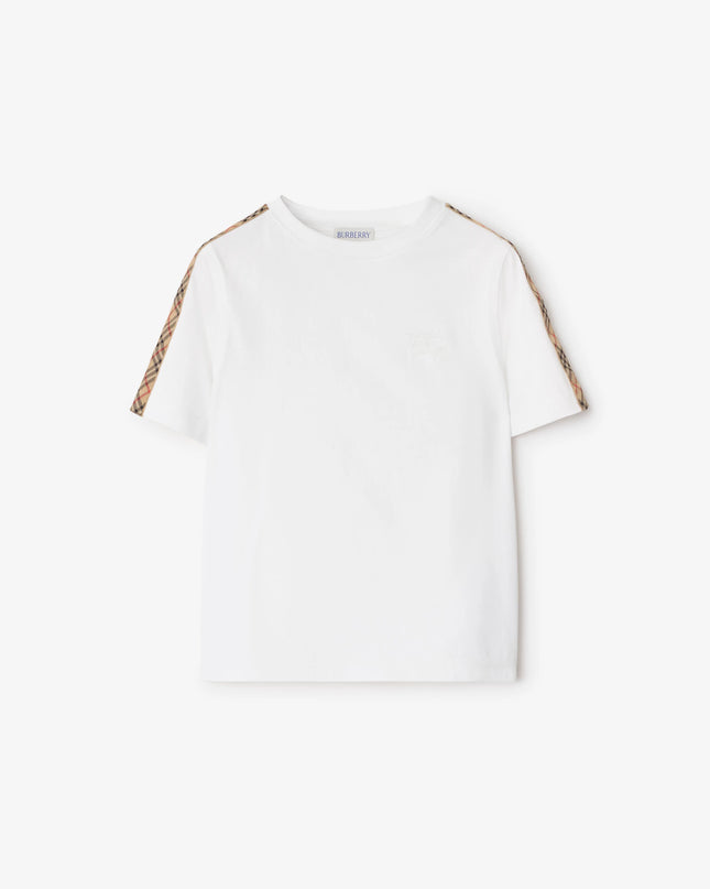 kidsatelier-burberry-White-Check-Trim-Cotton-T-shirt