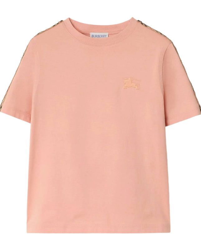 kidsatelier-burberry-Pink-Check-Trim-Cotton-T-shirt