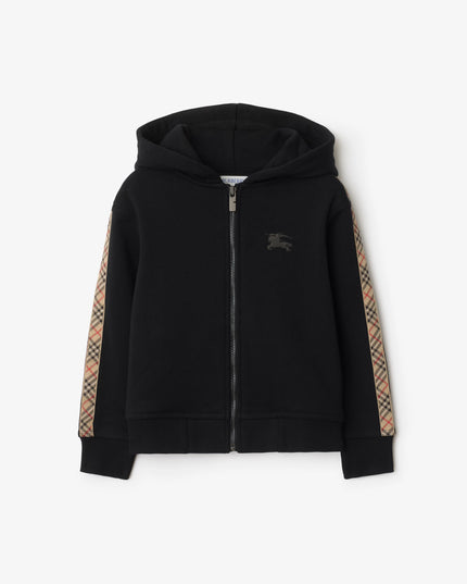 kidsatelier-burberry-Black-Cotton-zip-up-hoodie-with-check
