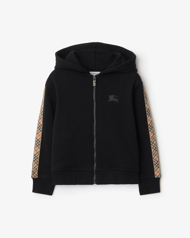 kidsatelier-burberry-Black-Cotton-zip-up-hoodie-with-check