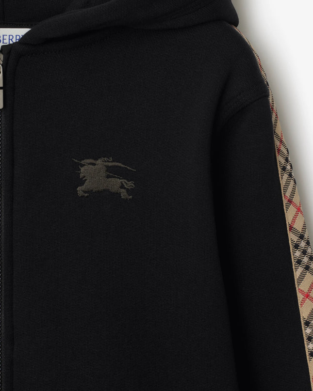 kidsatelier-burberry-Black-Cotton-zip-up-hoodie-with-check