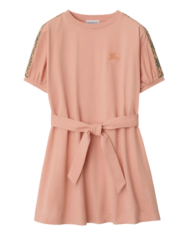 kidsatelier-burberry-Pink-Cotton-T-shirt-dress-with-check