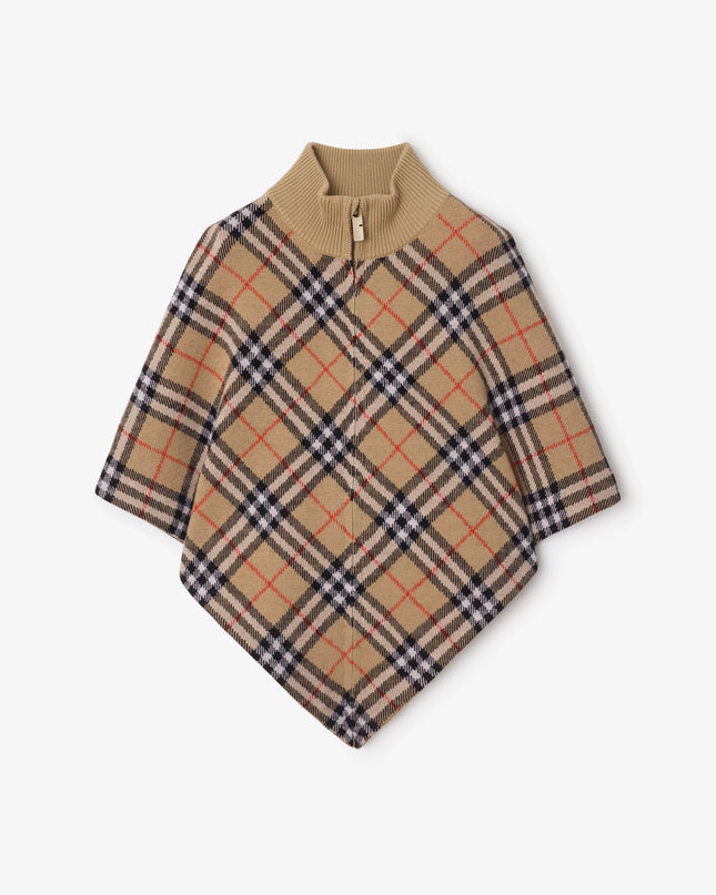 kidsatelier-burberry-Beige-Check-wool-cape
