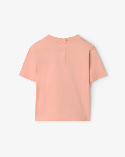 kidsatelier-burberry-Pink Cotton T-shirt with Check