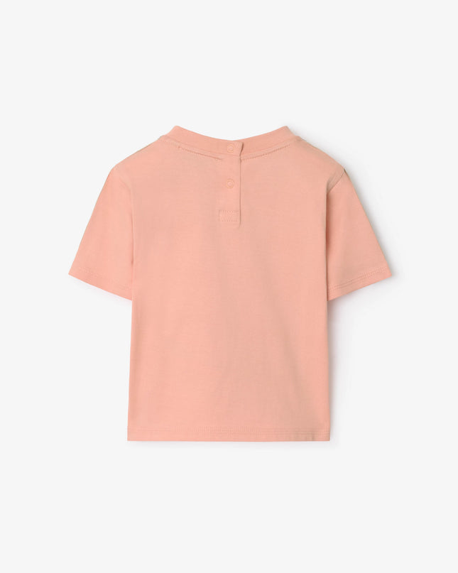 kidsatelier-burberry-Pink Cotton T-shirt with Check