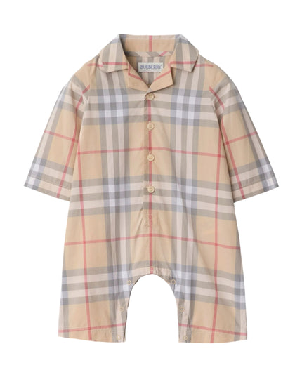 kidsatelier-burberry-Beige-Check-cotton-jumpsuit