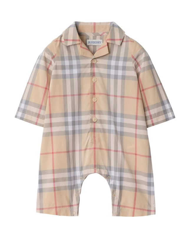 kidsatelier-burberry-Beige-Check-cotton-jumpsuit