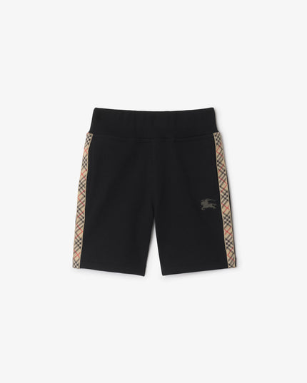 kidsatelier-burberry-Black-Cotton-shorts-with-check