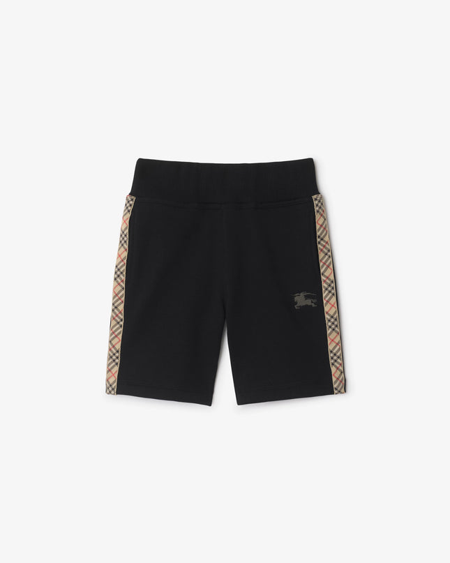 kidsatelier-burberry-Black-Cotton-shorts-with-check