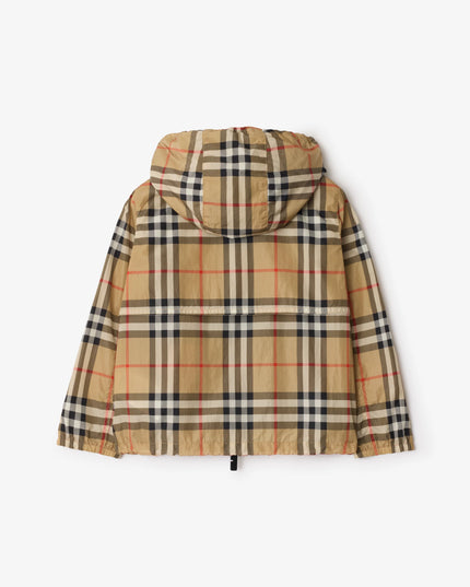 kidsatelier-burberry-Beige-Check-Nylon-Hooded-Jacket
