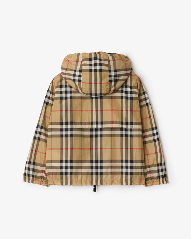 kidsatelier-burberry-Beige-Check-Nylon-Hooded-Jacket