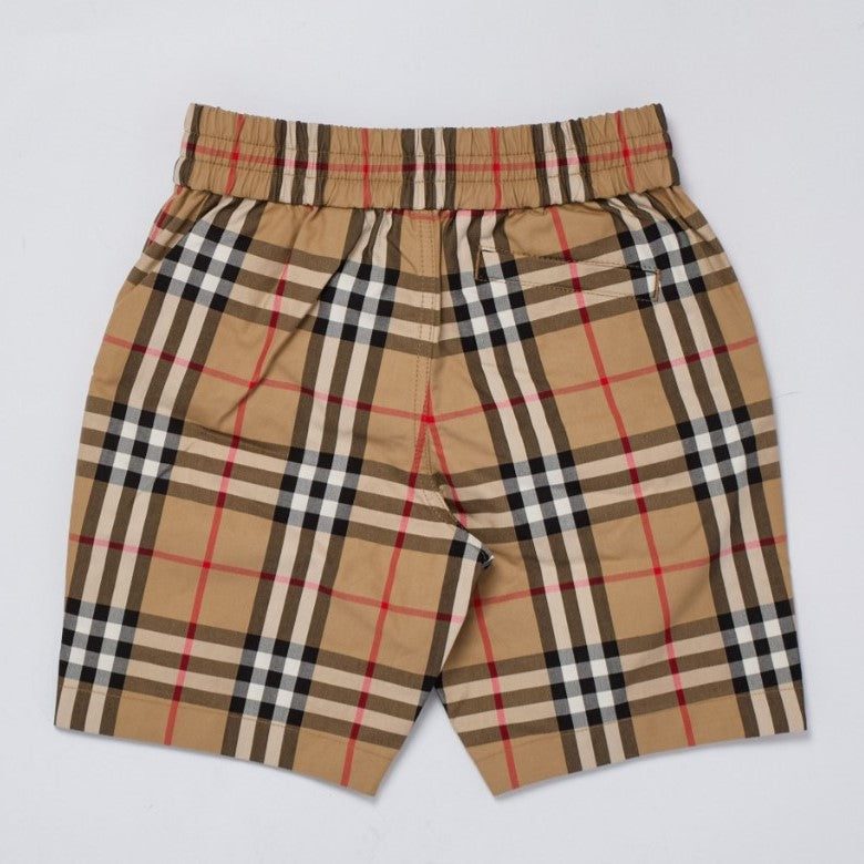 burberry-Beige Cotton Check Shorts-8078220-146079-a7028