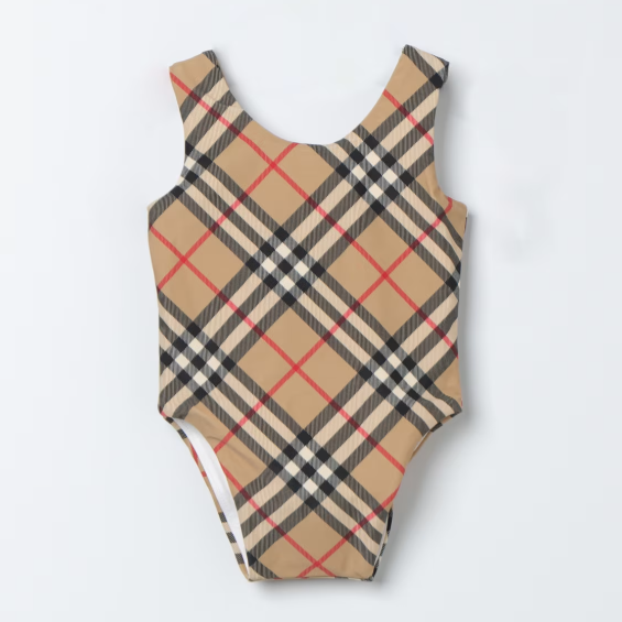 Beige Vintage Check Swimsuit kids atelier