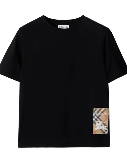 Kids Atelier-Burberry-Check Label Cotton T-shirt