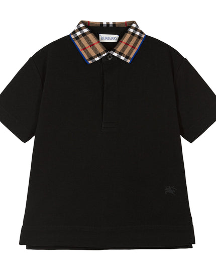Kids atelier-Black Logo Check Polo Shirt