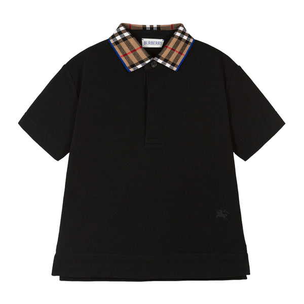 m-kun.19 BURBERRY ブラック チェック切替 ポロシャツ 正規品 Check Collar Cotton Polo Shirt in Black | Burberry® Official