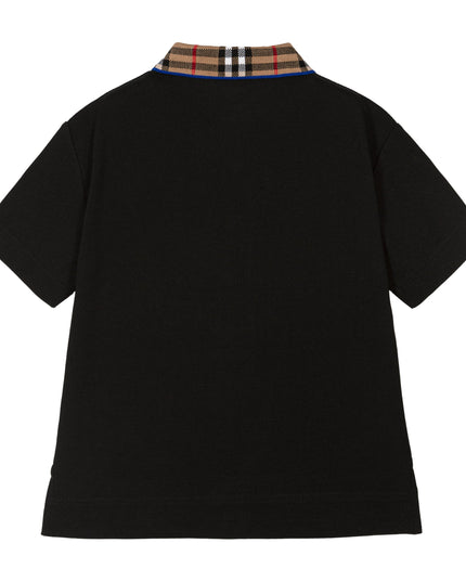 Kids Atelier-Burberry-Black Logo Check Polo Shirt