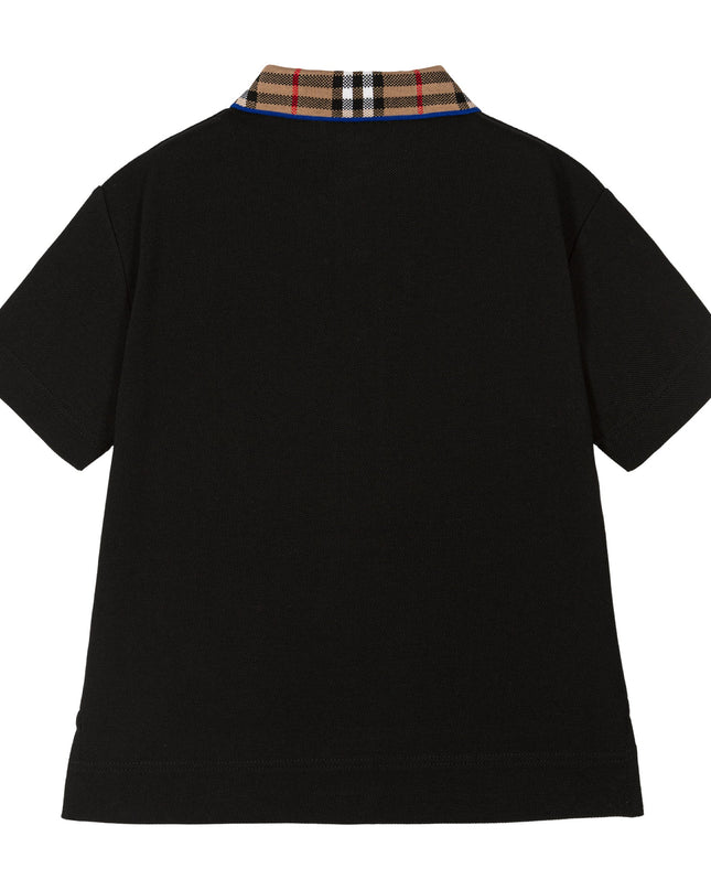 Kids Atelier-Burberry-Black Logo Check Polo Shirt