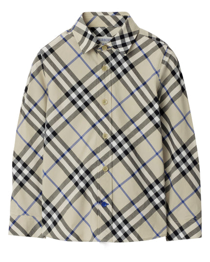 Kids Atelier-Burberry-Checked Pattern Long Sleeved Cotton Shirt